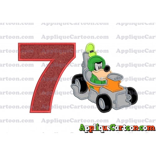 Goofy Roadster Racers Applique Design Birthday Number 7
