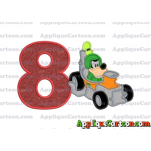 Goofy Roadster Racers Applique Design Birthday Number 8