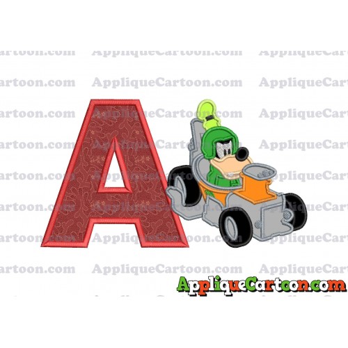 Goofy Roadster Racers Applique Design With Alphabet A