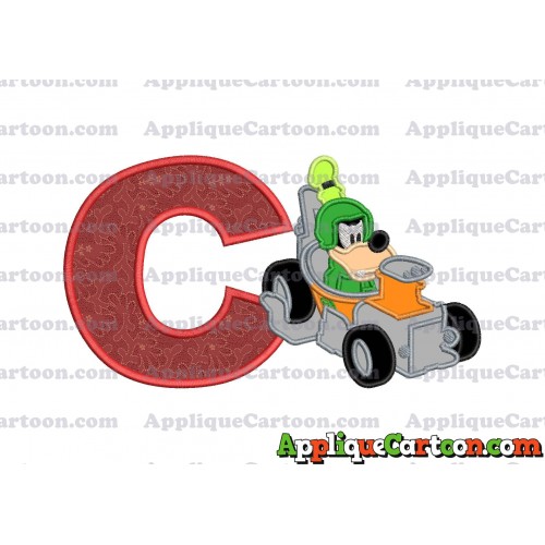 Goofy Roadster Racers Applique Design With Alphabet C