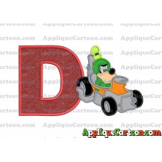 Goofy Roadster Racers Applique Design With Alphabet D