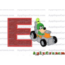 Goofy Roadster Racers Applique Design With Alphabet E