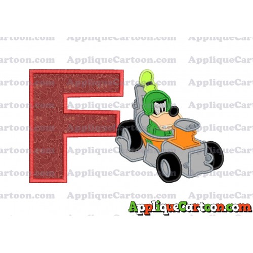 Goofy Roadster Racers Applique Design With Alphabet F