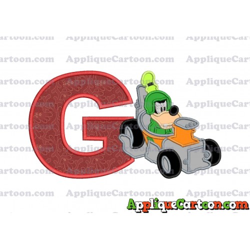 Goofy Roadster Racers Applique Design With Alphabet G