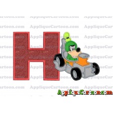 Goofy Roadster Racers Applique Design With Alphabet H