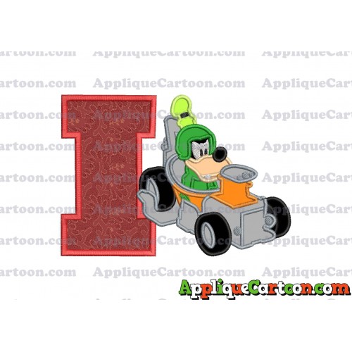 Goofy Roadster Racers Applique Design With Alphabet I