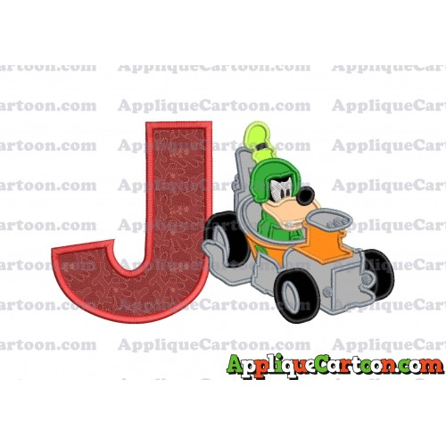 Goofy Roadster Racers Applique Design With Alphabet J