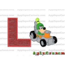 Goofy Roadster Racers Applique Design With Alphabet L