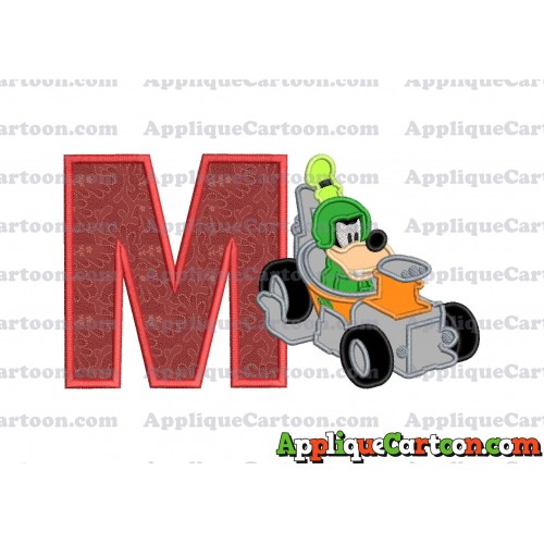 Goofy Roadster Racers Applique Design With Alphabet M