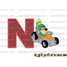 Goofy Roadster Racers Applique Design With Alphabet N