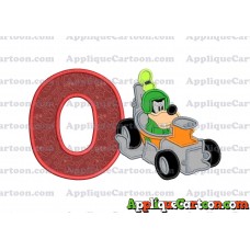 Goofy Roadster Racers Applique Design With Alphabet O