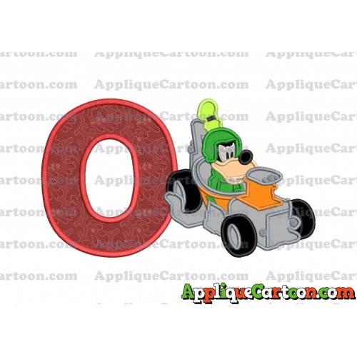 Goofy Roadster Racers Applique Design With Alphabet O