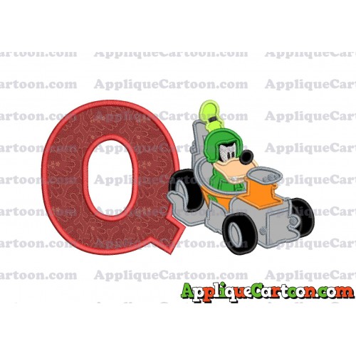 Goofy Roadster Racers Applique Design With Alphabet Q