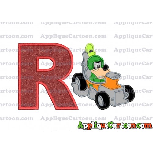 Goofy Roadster Racers Applique Design With Alphabet R