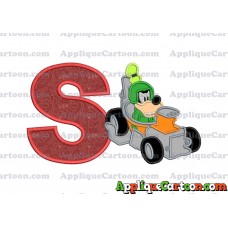 Goofy Roadster Racers Applique Design With Alphabet S