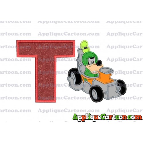 Goofy Roadster Racers Applique Design With Alphabet T