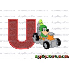 Goofy Roadster Racers Applique Design With Alphabet U