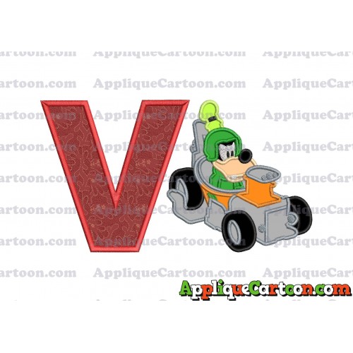Goofy Roadster Racers Applique Design With Alphabet V