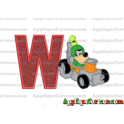 Goofy Roadster Racers Applique Design With Alphabet W