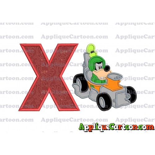 Goofy Roadster Racers Applique Design With Alphabet X