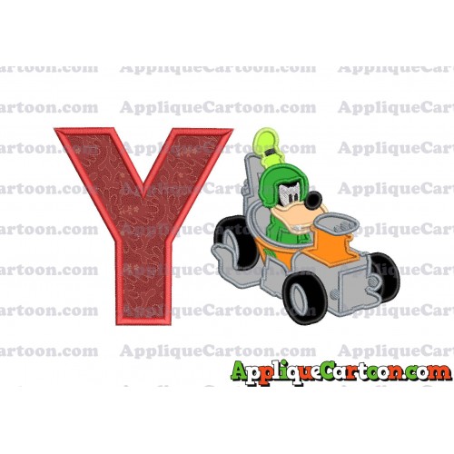 Goofy Roadster Racers Applique Design With Alphabet Y