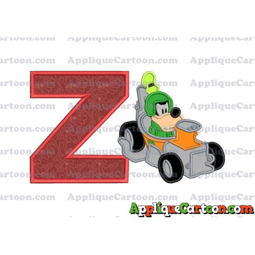 Goofy Roadster Racers Applique Design With Alphabet Z