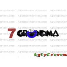 Grandma Cookie Monster Applique Embroidery Design Birthday Number 7