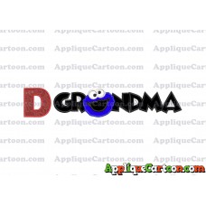 Grandma Cookie Monster Applique Embroidery Design With Alphabet D