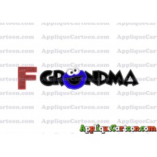Grandma Cookie Monster Applique Embroidery Design With Alphabet F