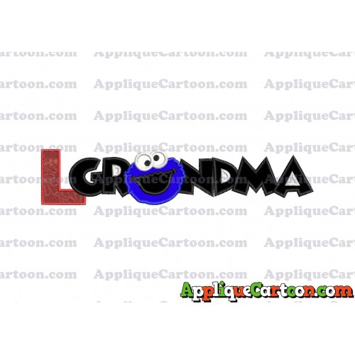 Grandma Cookie Monster Applique Embroidery Design With Alphabet L