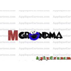 Grandma Cookie Monster Applique Embroidery Design With Alphabet M