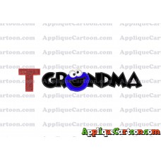 Grandma Cookie Monster Applique Embroidery Design With Alphabet T