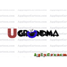 Grandma Cookie Monster Applique Embroidery Design With Alphabet U
