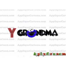 Grandma Cookie Monster Applique Embroidery Design With Alphabet Y