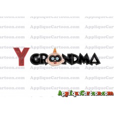 Grandma Jack Jack Parr The Incredibles Applique Embroidery Design With Alphabet Y