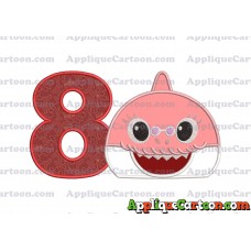 Grandma Shark Head Applique Embroidery Design Birthday Number 8
