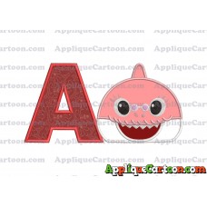 Grandma Shark Head Applique Embroidery Design With Alphabet A