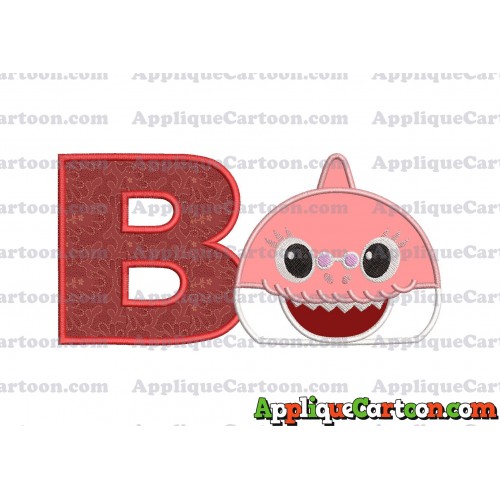 Grandma Shark Head Applique Embroidery Design With Alphabet B