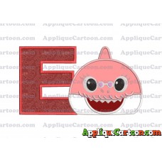Grandma Shark Head Applique Embroidery Design With Alphabet E