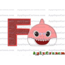 Grandma Shark Head Applique Embroidery Design With Alphabet F