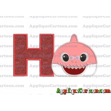 Grandma Shark Head Applique Embroidery Design With Alphabet H