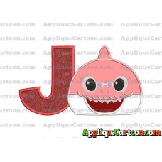 Grandma Shark Head Applique Embroidery Design With Alphabet J