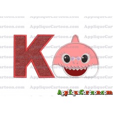 Grandma Shark Head Applique Embroidery Design With Alphabet K