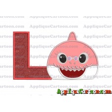 Grandma Shark Head Applique Embroidery Design With Alphabet L
