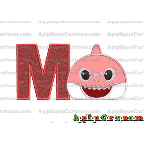 Grandma Shark Head Applique Embroidery Design With Alphabet M