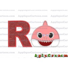 Grandma Shark Head Applique Embroidery Design With Alphabet R