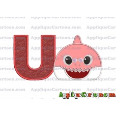 Grandma Shark Head Applique Embroidery Design With Alphabet U