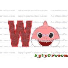 Grandma Shark Head Applique Embroidery Design With Alphabet W