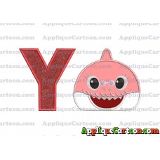 Grandma Shark Head Applique Embroidery Design With Alphabet Y