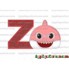 Grandma Shark Head Applique Embroidery Design With Alphabet Z